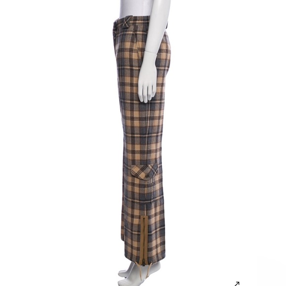 Moschino Virgin Wool Wide Leg plaid Pants - Picture 2 of 3